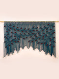 Textured teal textile art featuring a nature-inspired climbing merlot vine pattern for wide walls.